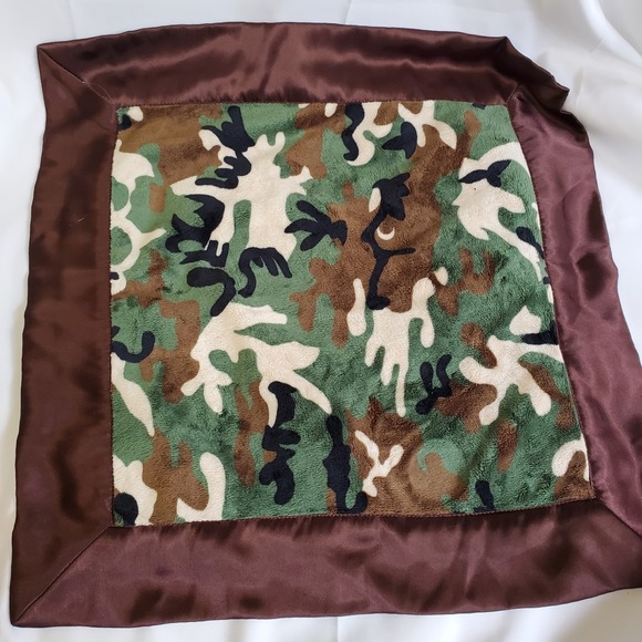 Goochie Goo Brown And Green Camo‎ Print Baby Lovey Security Blanket - Picture 1 of 6